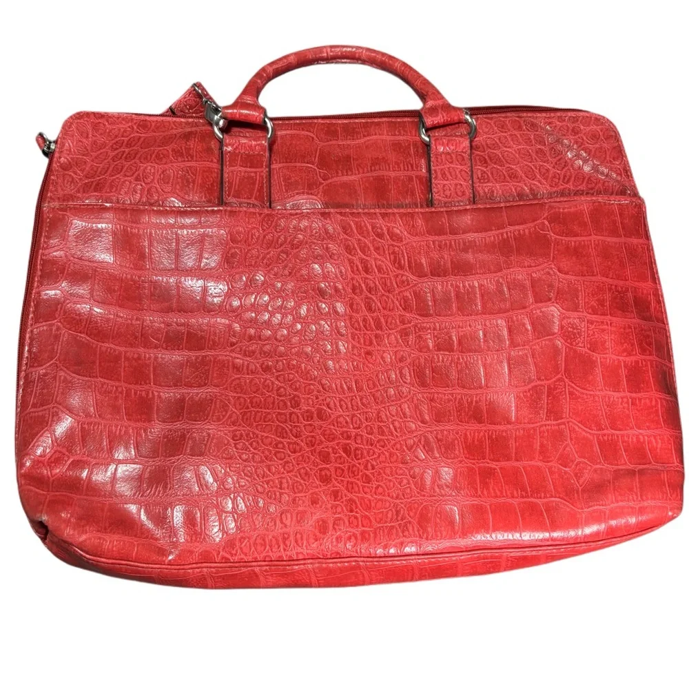 Bueno Red Womens Large Laptop Bag Crocodile Pattern